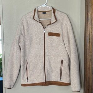 George Men's Cream and Brown Zip-Up Sweater Jacket